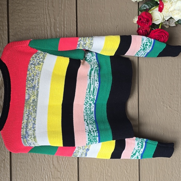 CAbi Pop Crop Pullover Multi-stripe Sweater Medium Nwt New M - Picture 8 of 8